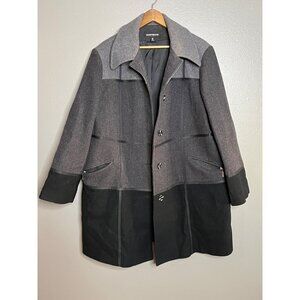 Donnybrook Womens Wool Blend Coat 18W Gray & Black With Button Front & Zip Pocke